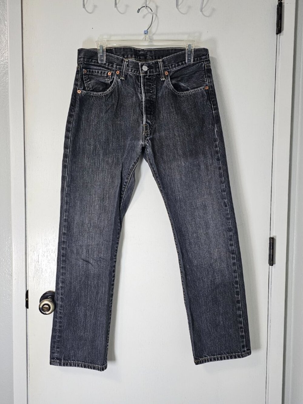 Vintage Levi's 501 Black Denim Silver Button Men's Original Fit Jeans Sz 33 NEW - Picture 2 of 7